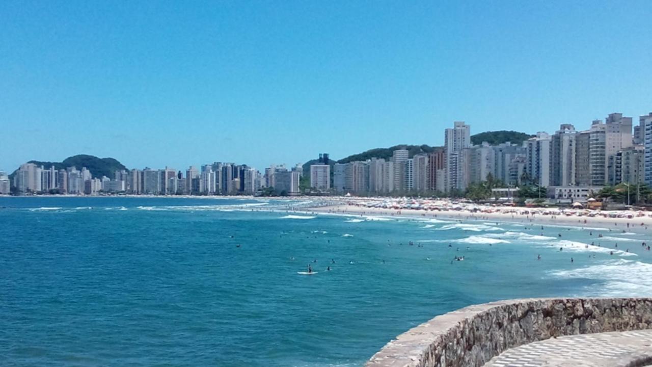 Apartamento Frente Para O Mar ,50 M Da Praia , Ar Condicionado Todos Quartos Guarujá Kültér fotó